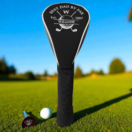 Personalized Best Dad By Par And Monogram Black Golf Headcover