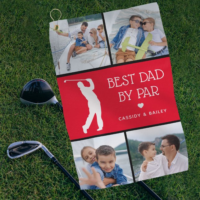 Personalized Best Dad by Par Photo Collage Golf To Golfhandtuch (Von Creator hochgeladen)