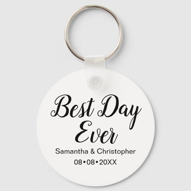 Personalized Best Day Ever Wedding Schlüsselanhänger (Vorderseite)