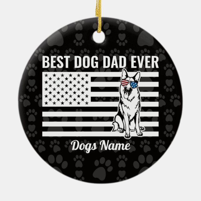 Personalized Best Dog Dad Ever German Shepherd Cer Keramik Ornament (Hinten)