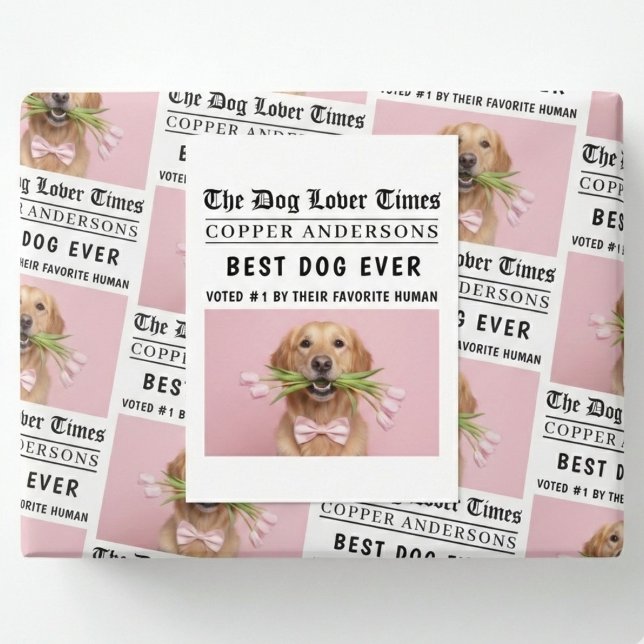 Personalized “Best Dog Ever” Dog Newspaper Postkarte (Von Creator hochgeladen)