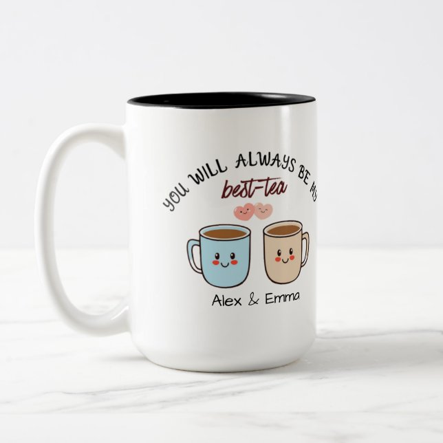 Personalized Best-Tea Couple   Zweifarbige Tasse (Links)
