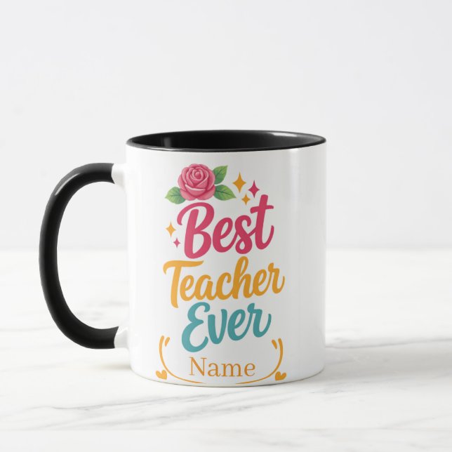 Personalized Best Teacher Ever Name Mug Tasse (Links)