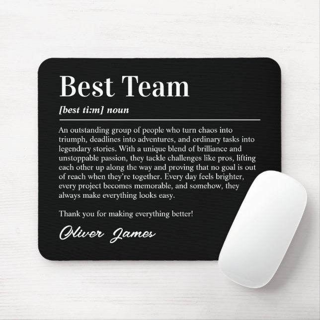 Personalized Best Team Definition Appreciation Mousepad (Mit Mouse)
