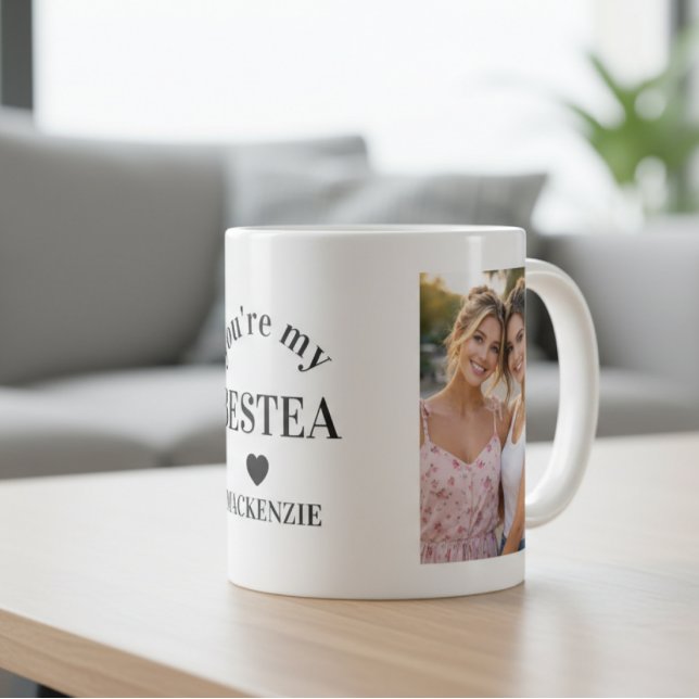 Personalized Bestea (bestie + tea) text 2 photos Kaffeetasse (Personalized Bestea (bestie + tea) text 2 photos Coffee Mug
by Ricaso. A fun pun friendship BFF mug)