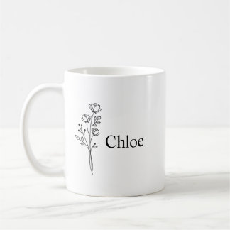Personalized Birth Flower Ceramic Mug, Custom name Kaffeetasse