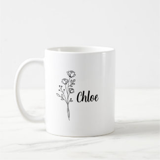 Personalized Birth Flower Ceramic Mug, Custom name Kaffeetasse