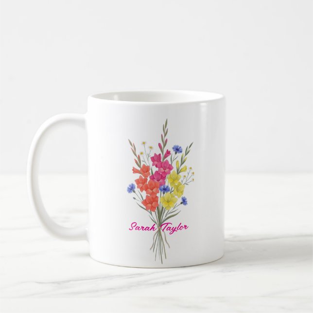 Personalized Birth Flower Gladiolus Custom Kaffeetasse (Links)
