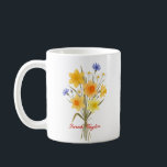 Personalized Birth Flower Narcissus Custom Kaffeetasse<br><div class="desc">Celebrate a special connection with our Watercolor Birth Flower Personalized Mug. Featuring a floral illustration that represents the unique beauty of their birth month, this mug blends artistic flair with everyday functionality. The soft, ethereal watercolor textures pop against the crisp ceramic, creating a piece that feels more like a work...</div>