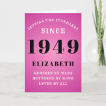 Personalized Birthday 1949 Add Your Name Pink Cute Karte<br><div class="desc">Easily customize the text to the front and the interior of this birthday card using the template provided. Part of the setting standards range of greeting cards.</div>