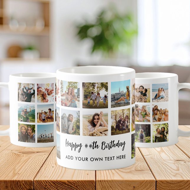 Personalized Birthday Photo Collage Mug Kaffeetasse (Von Creator hochgeladen)