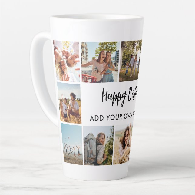 Personalized Birthday Photo Collage Mug Milchtasse (Linke Ecke)