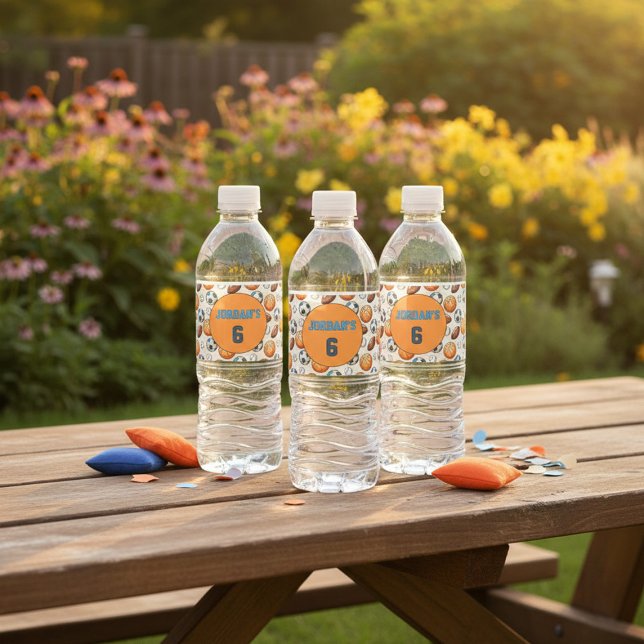 Personalized Birthday Sports Theme Water Label (Von Creator hochgeladen)