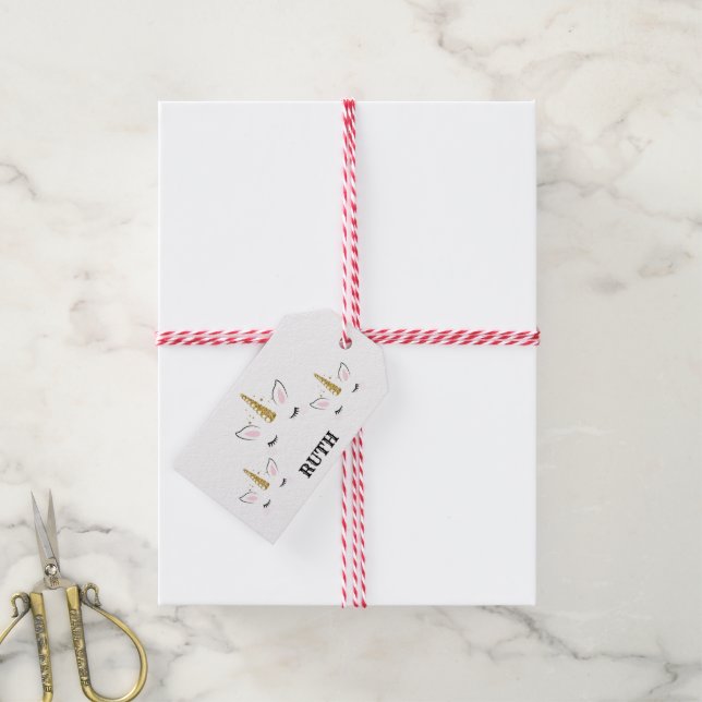 Personalized Birthday Unicorn Glitter Design with  Geschenkanhänger (Mit Garn)
