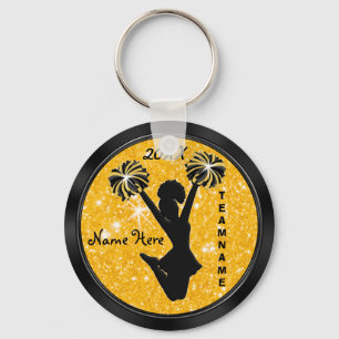Personalized Black and Gold Cheer Keychains Cheap Schlüsselanhänger