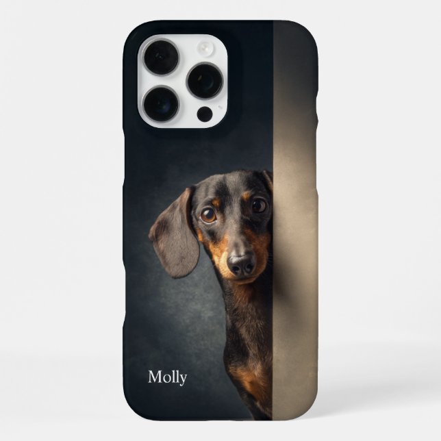 Personalized Black and Tan Dachshund iPhone 16 Pro Max Hülle (Rückseite)