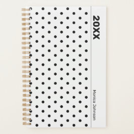 Personalized Black and White Polka Dot Planner Planer