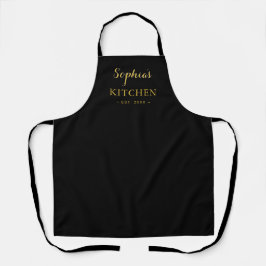 Personalized Black Apron Custom Text Cooking Gear Schürze
