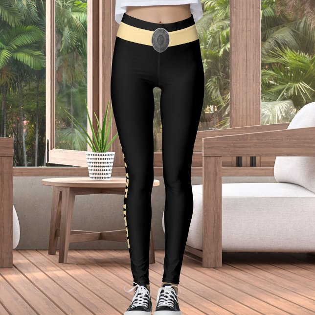 Personalized Black Beige Custom Made Pet Cat Lover Leggings (Von Creator hochgeladen)