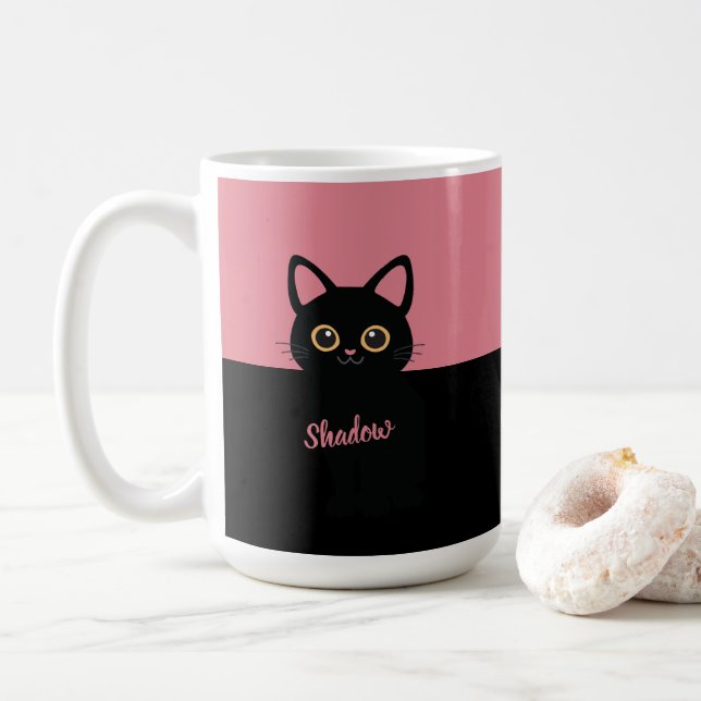 Personalized Black Cat Mug - Gift For Cat lovers Kaffeetasse (Mit Donut)