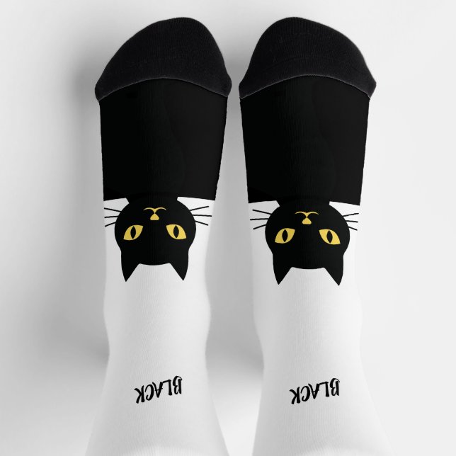 Personalized Black Cat Socks - Cat Lovers gift  Socken (Oben)