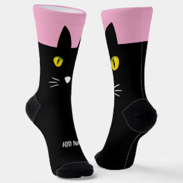 Personalized Black Cat Socks - Cats Custom Gift Socken