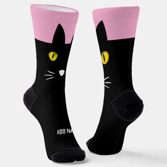 Personalized Black Cat Socks - Cats Custom Gift  Socken (Gewinkelt)
