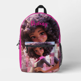 Personalized Black doll  Bedruckter Rucksack