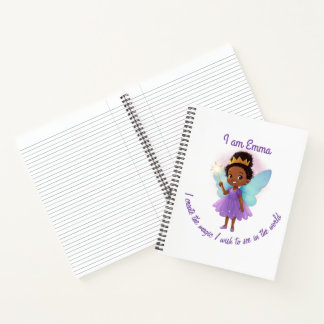Personalized Black Fairy Girl Notebook Notizbuch