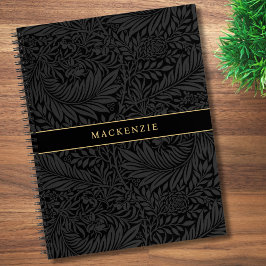 Personalized Black Floral Pattern Notizbuch