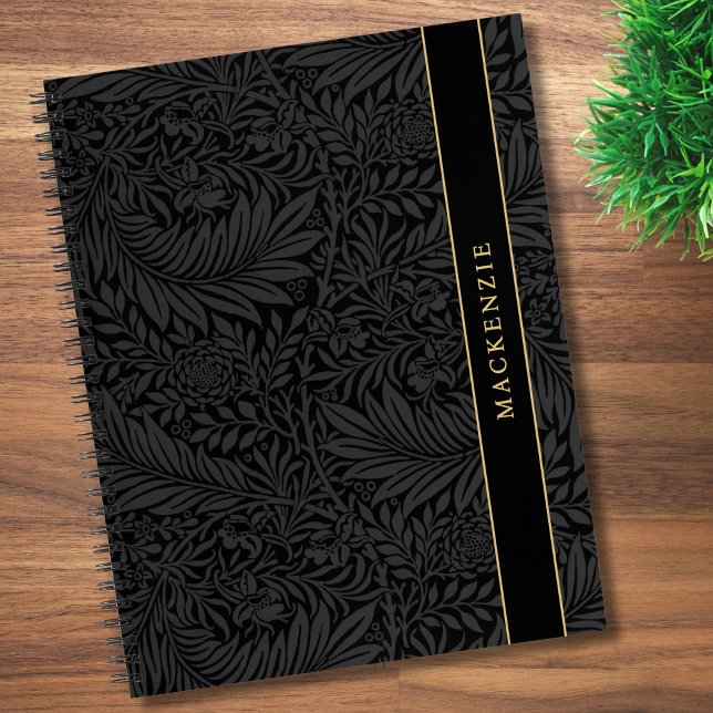 Personalized Black Floral Pattern Notizbuch (Von Creator hochgeladen)