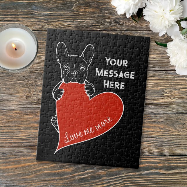 Personalized Black French Bulldog with a Red Heart (Von Creator hochgeladen)