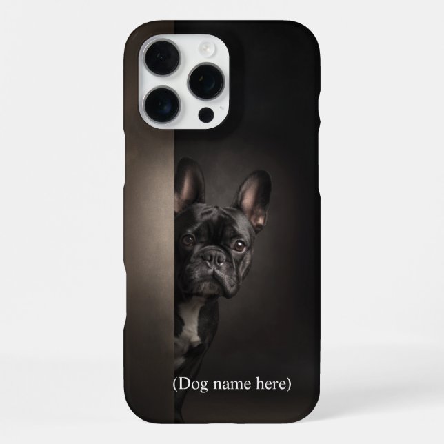 Personalized Black Frenchie Portrait iPhone 16 Pro Max Hülle (Rückseite)