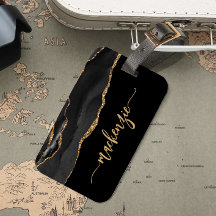 Personalized Black Gold Agate Signature