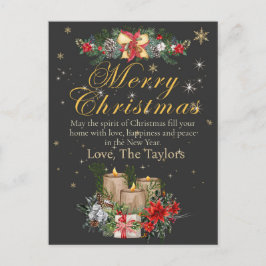 Personalized  Black Gold Merry Christmas Cards  Postkarte