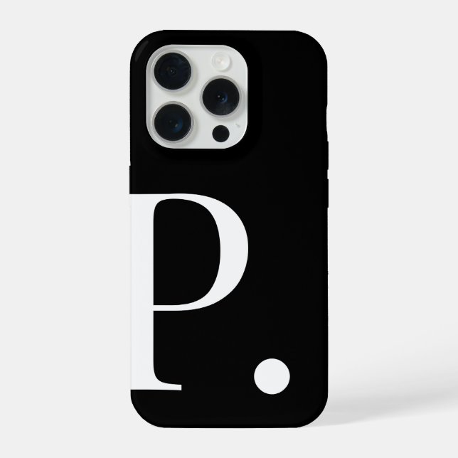 Personalized Black Initial Letter Phone Case iPhone 15 Pro Hülle (Rückseite)