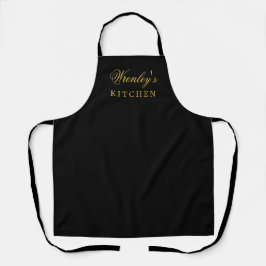 Personalized Black Kitchen Apron with Name Schürze