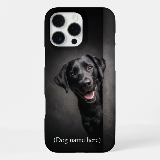 Personalized Black Lab Portrait iPhone 16 Pro Max Hülle (Rückseite)