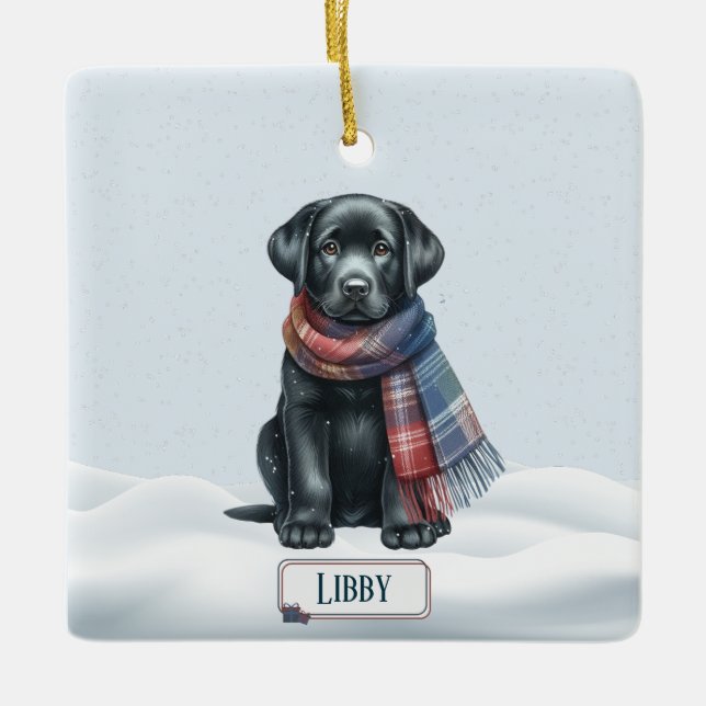 Personalized Black Labrador Retriever Ornament  (Vorderseite)