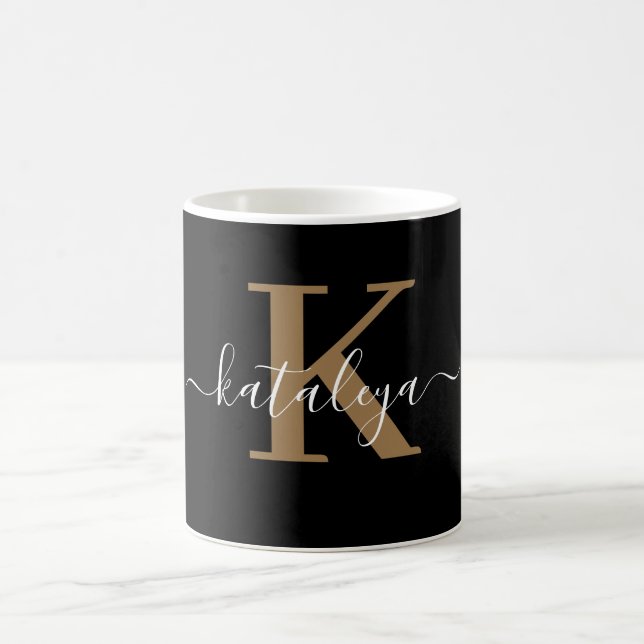 Personalized Black Monogram Coffee Mug with Name (Centre)