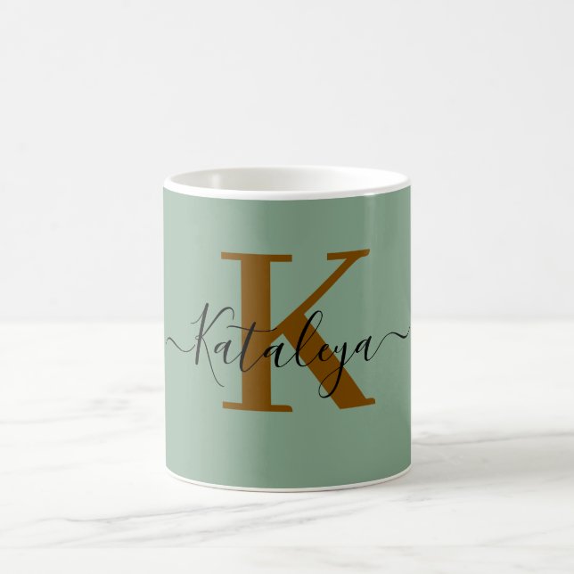 Personalized Black Monogram Coffee Mug with Name Kaffeetasse (Mittel)