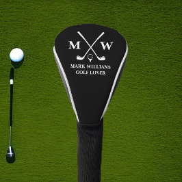 Personalized Black Monogram Name Golf Lover Black Golf Headcover