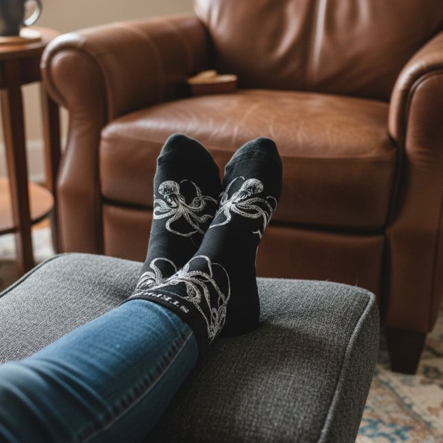 Personalized Black Octopus Socks with Name Socken (Octopus socks with custom name!)