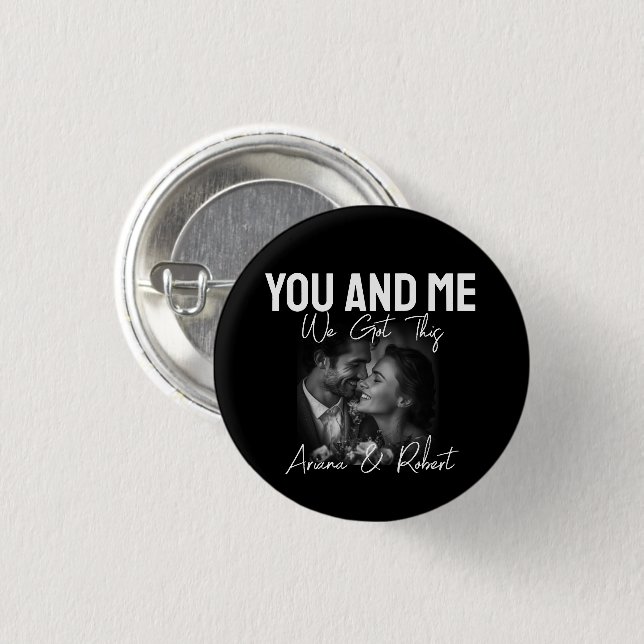 Personalized Black Photo Couple 'You and Me'  Button (Vorne & Hinten)