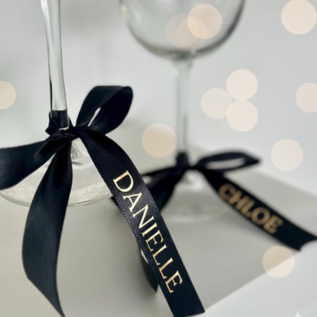 Personalized Black Ribbon with Gold Name Text Satinband (Von Creator hochgeladen)