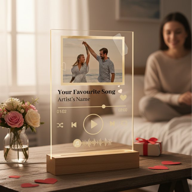 Personalized Black Spotify Music Photo Plaque  (Personalized Song Code Romantic LED Night Light Acrylic Sign)