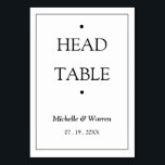Personalized Black & White Head Tischnummer<br><div class="desc">Personalized Minimalist Black & White Head Table Carfd</div>