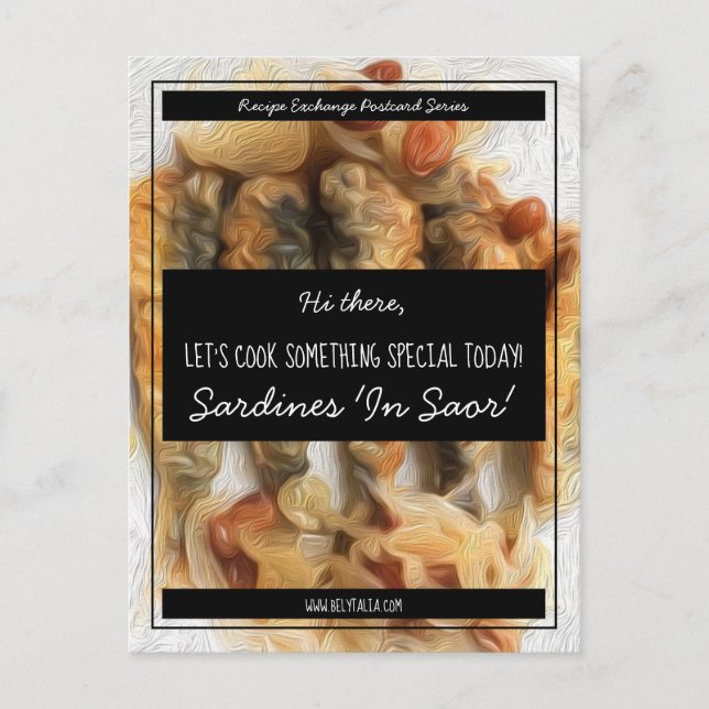 Personalized Black White Script Recipe Exchange Postkarte (Vorderseite)