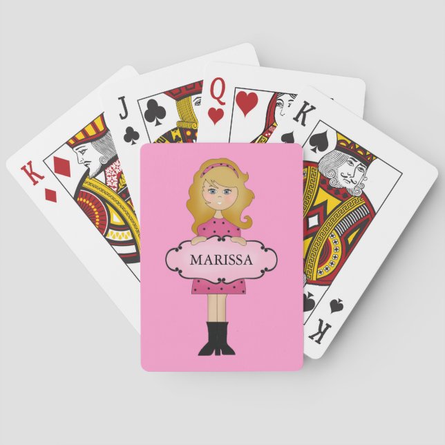 Personalized Blonde Girly Playing Cards Spielkarten (Rückseite)