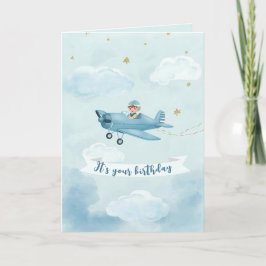 Personalized Blue Airplane Birthday Card Karte